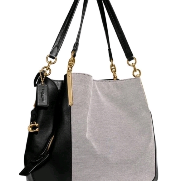 Coach Badge Jacquard Dalton 31 Black Gold Shoulder Bag